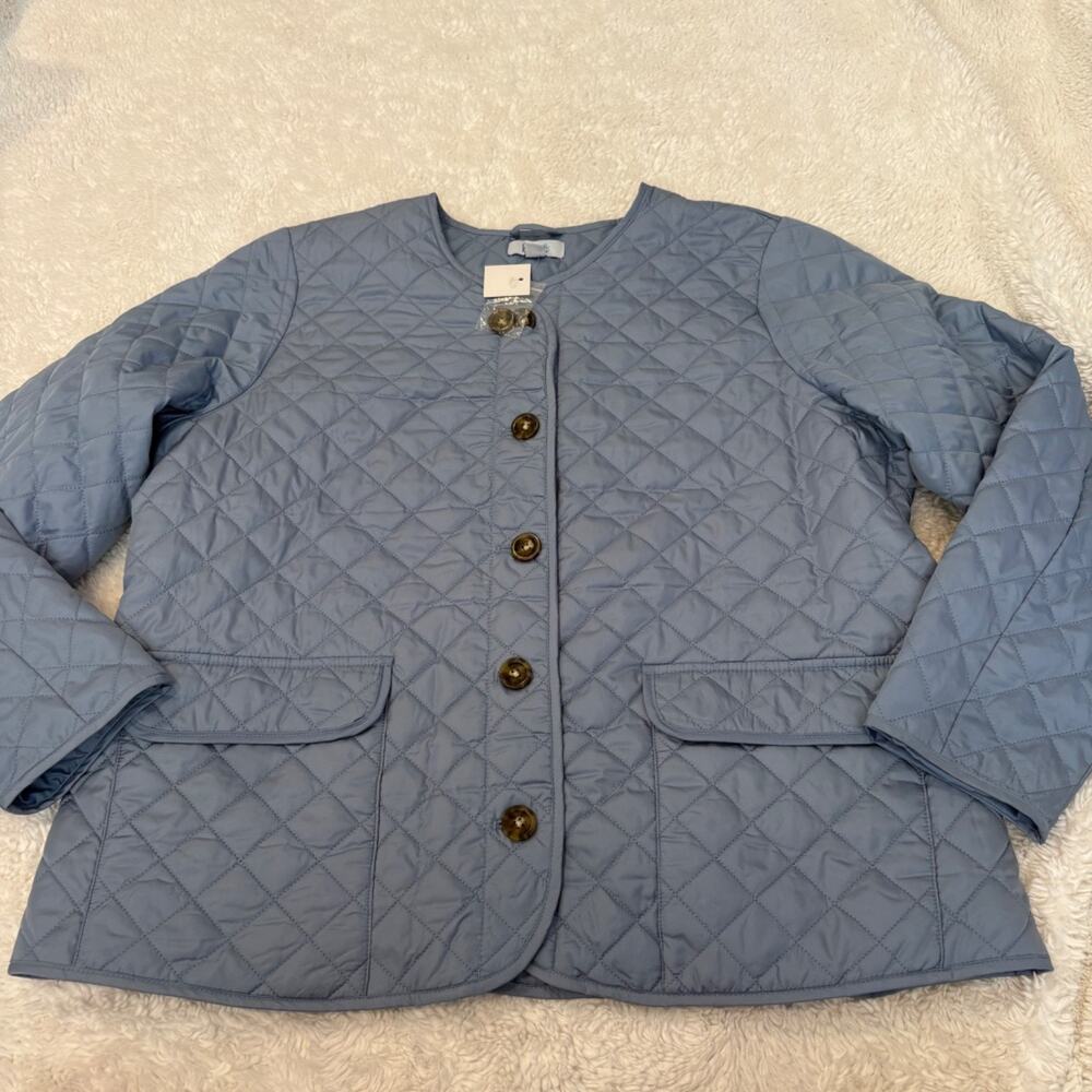 Croft & Barrow Womens Quilted Blue Jacket 2XL Preppy Fall Casual Cottage Soft